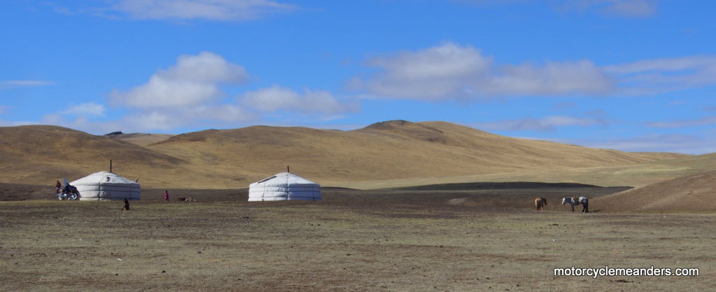 Nomads gers on the steppe