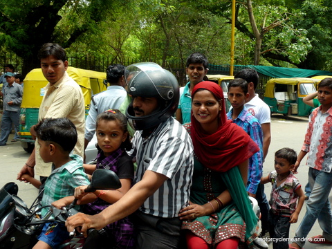Family on motorbike in Delhi