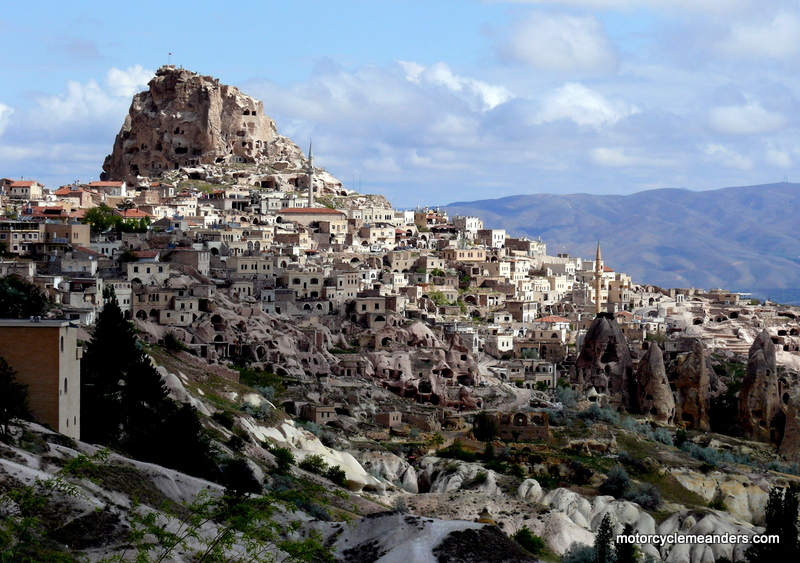 Town of avusin carved from the lava rock in Cappadocia