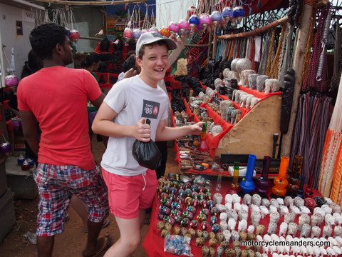 Admiring some hardware at the flea market